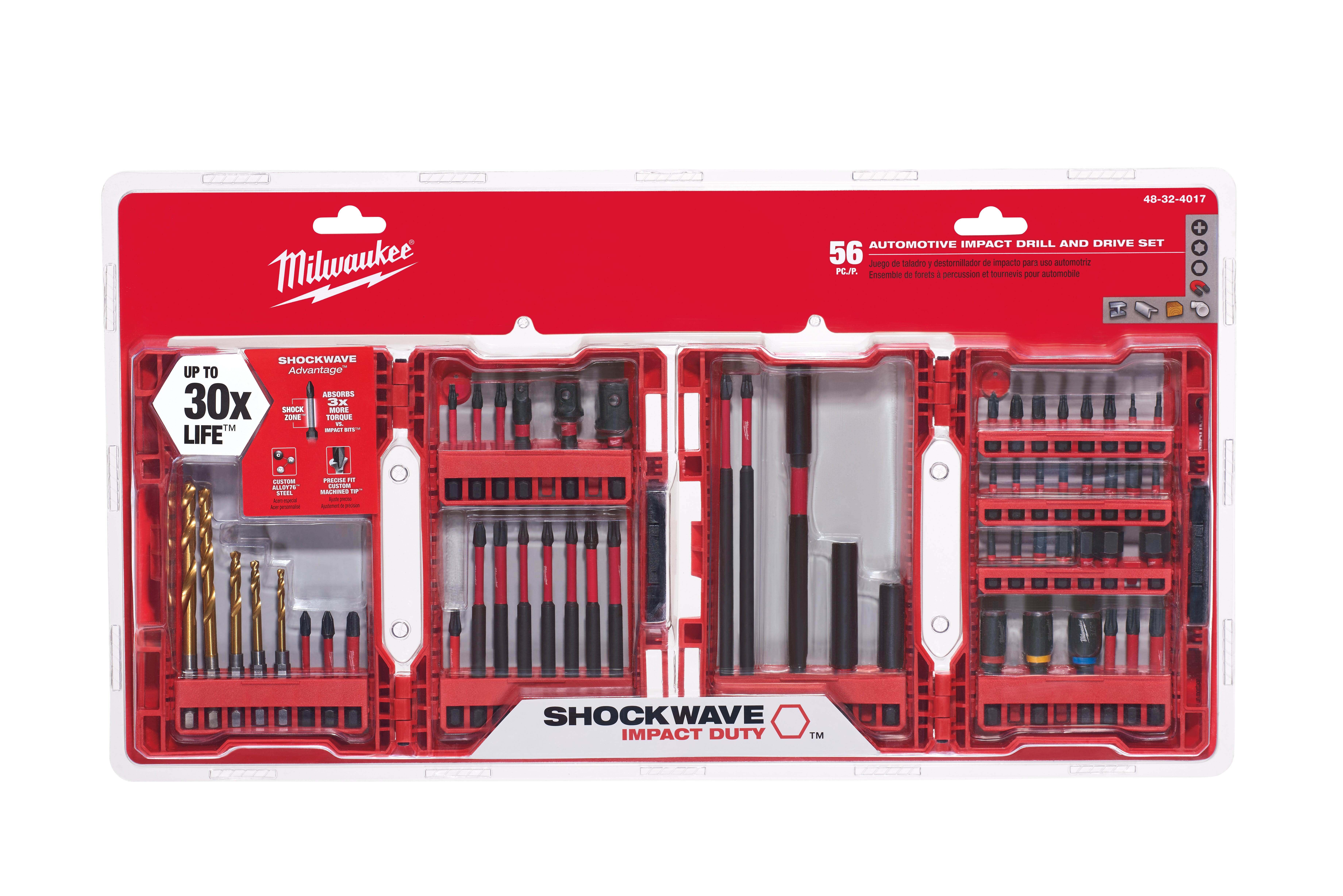 Milwaukee® SHOCKWAVE™ 48-32-4017 Impact Duty Drill and Drive Set, 56 Pieces, Steel
